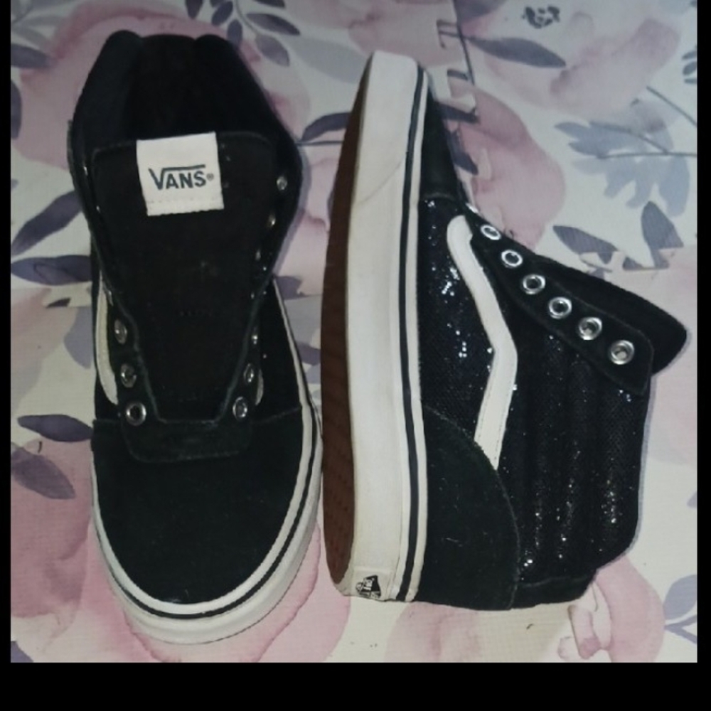 Vans Black and White Glitter Sneakers
